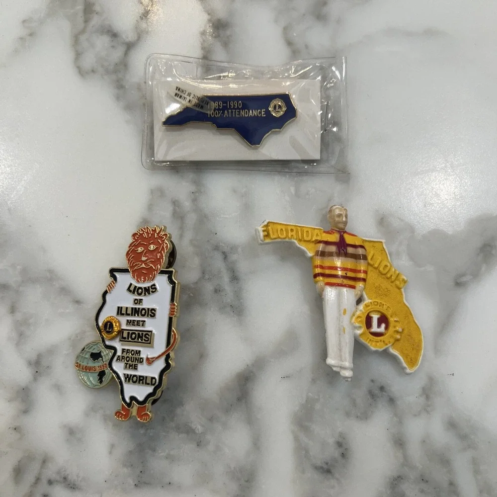 OLD LIONS CLUB INTERNATIONAL Attendance MEMBER METAL LAPEL PIN HAT BADGE Lot